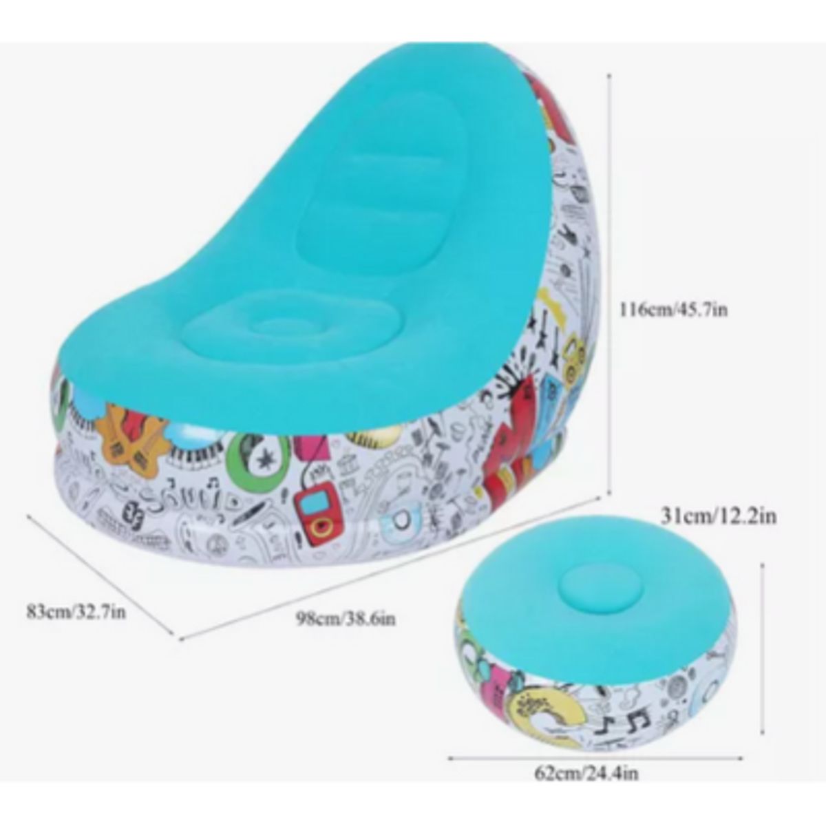 GENERICO - Sofá Sillón Inflable Ultra Cómodo Tipo Puf C Posapiés