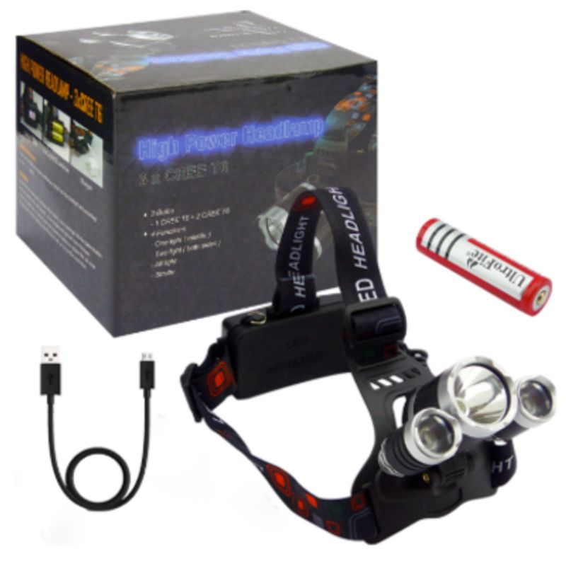 GENERICO - Linterna Minero 3 LED Recargable