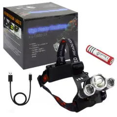 GENERICO - Linterna Minero 3 LED Recargable