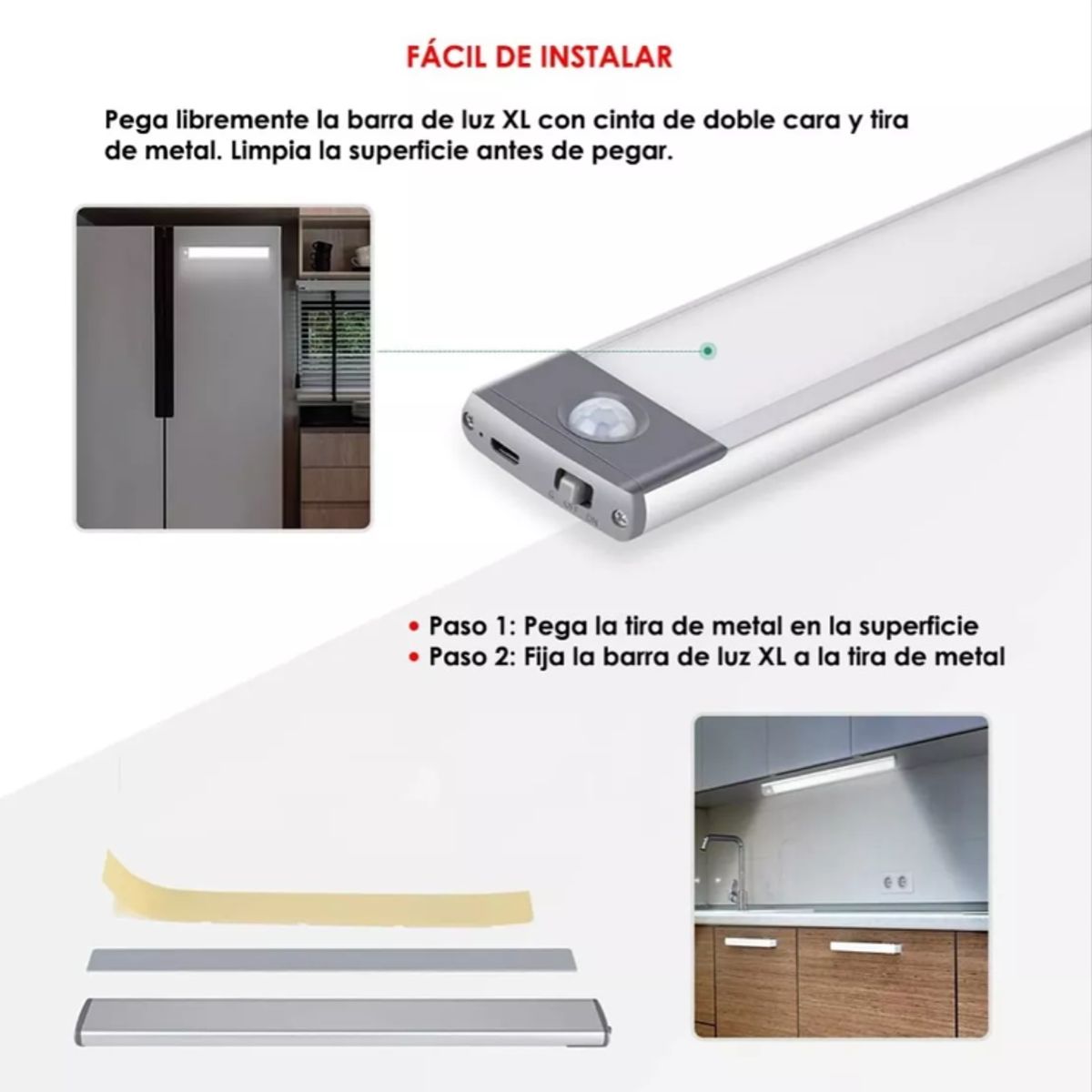 IRM - Lampara Armario Closet Led Recargable Iman Con Sensor