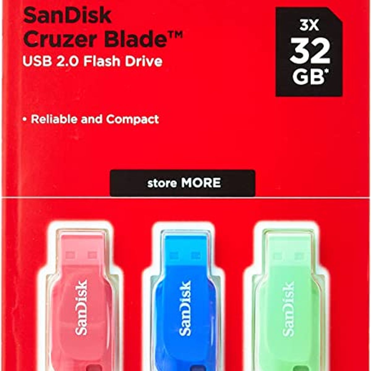 SANDISK - Pack Pendrive Sandisk 32 Gb Usb 2.0 Rosado Azul Verde
