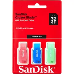 SANDISK - Pack Pendrive 32 Gb Usb 2.0 Rosado Azul Verde