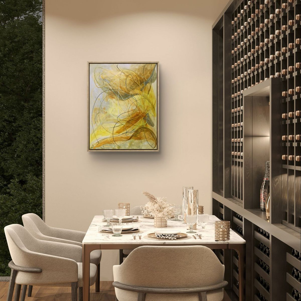 GENERICO - CUADRO ABSTRACTO ENMARCADO ARTISTA CHILENA