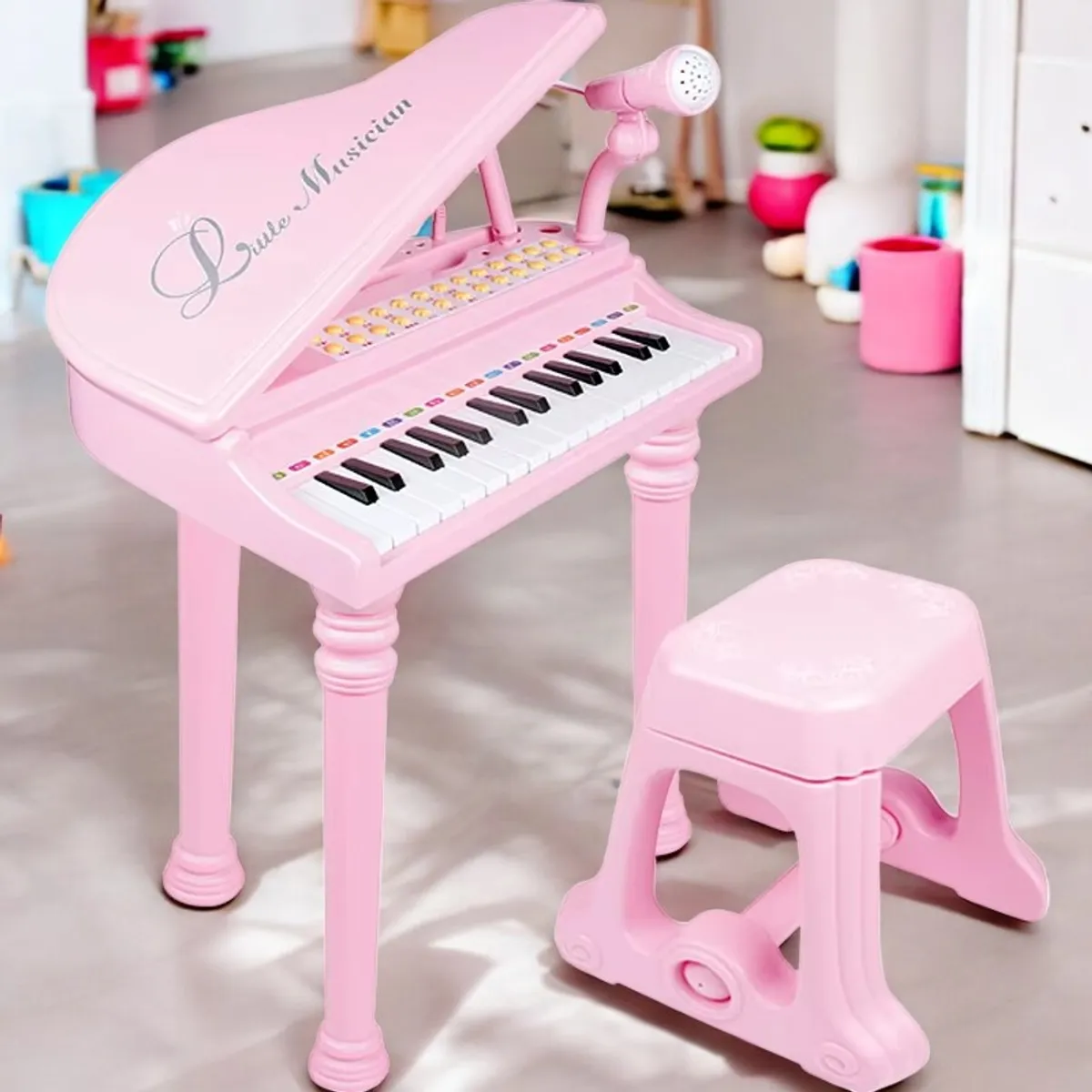 GENERICO - Piano Infantil Con Micrófono Y Banqueta