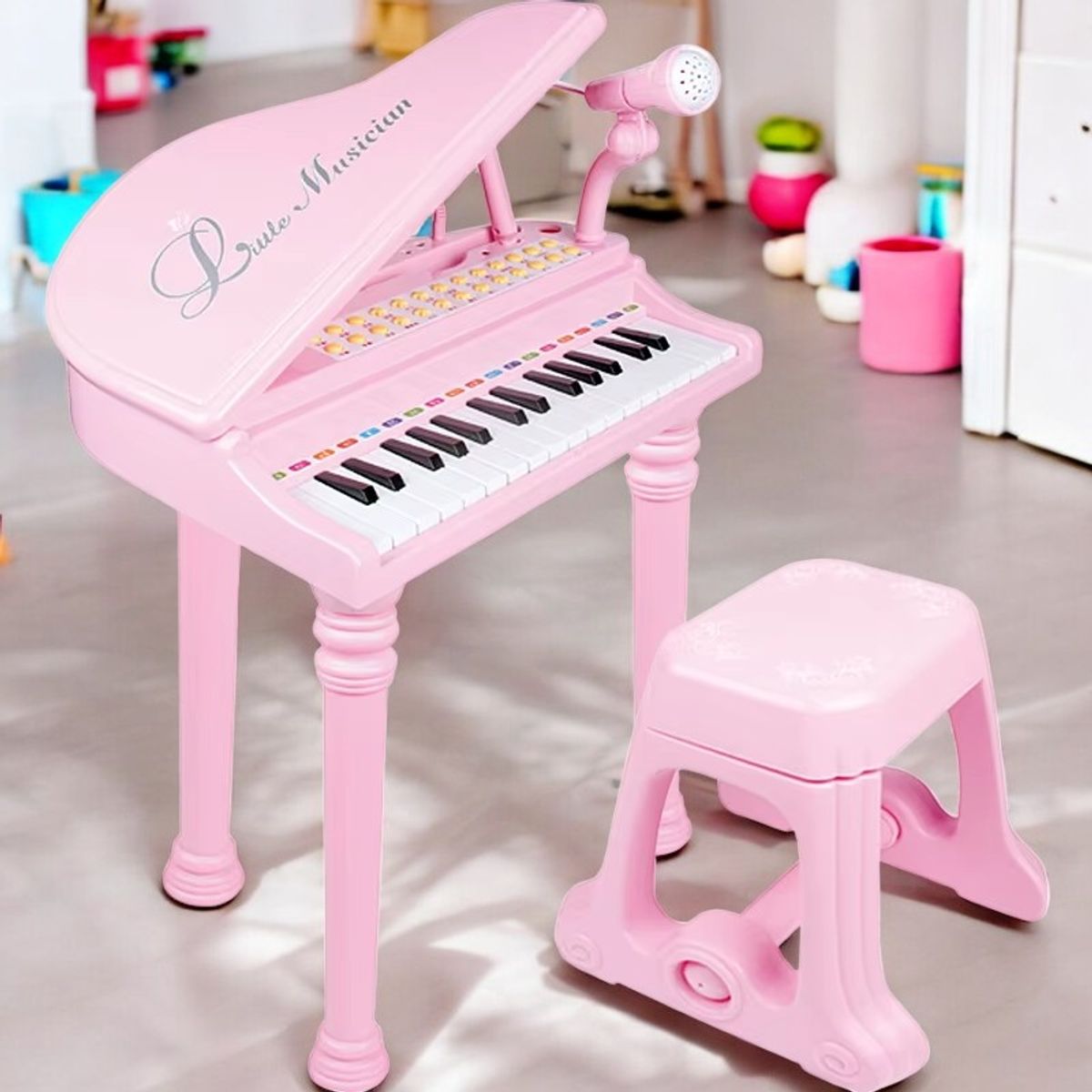 GENERICO - Piano Infantil Con Micrófono Y Banqueta