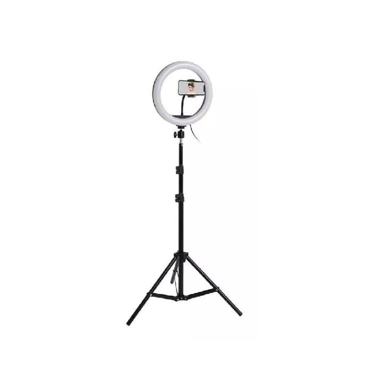 GENERICO - Anillo aro luz LED fotografía 26 cm + trípode ajustable estructura negra