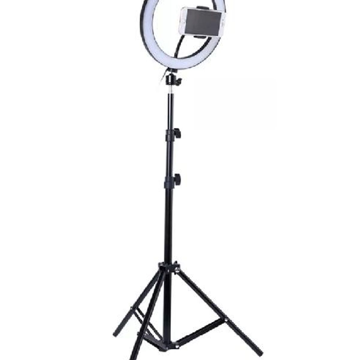 GENERICO - Anillo aro luz LED fotografía 26 cm + trípode ajustable estructura negra luz blanco frío