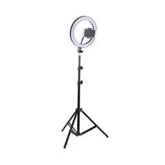 GENERICO - Anillo aro luz LED fotografía 26 cm + trípode ajustable estructura negra luz blanco frío