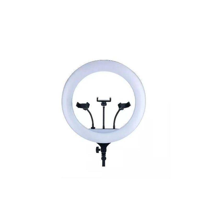 GENERICO - Aro de luz LED 56cm profesional con trípode 210m y control remoto estructura negra
