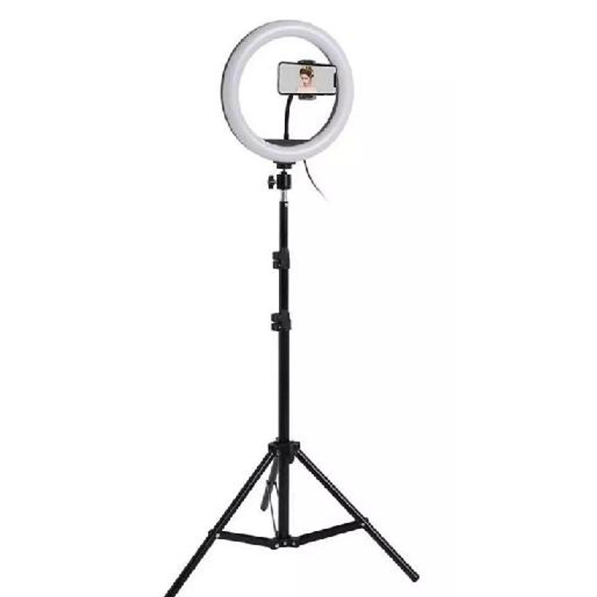 GENERICO - Aro de luz LED grande 31cm con trípode 21m TikTok estructura blanca