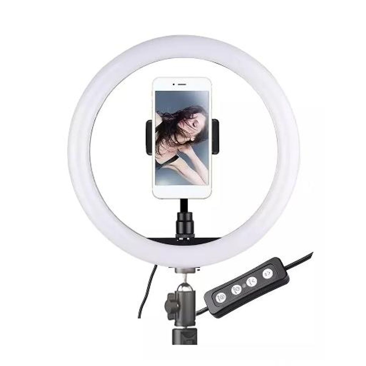GENERICO - Aro de luz LED grande 31cm con trípode 21m TikTok estructura blanca