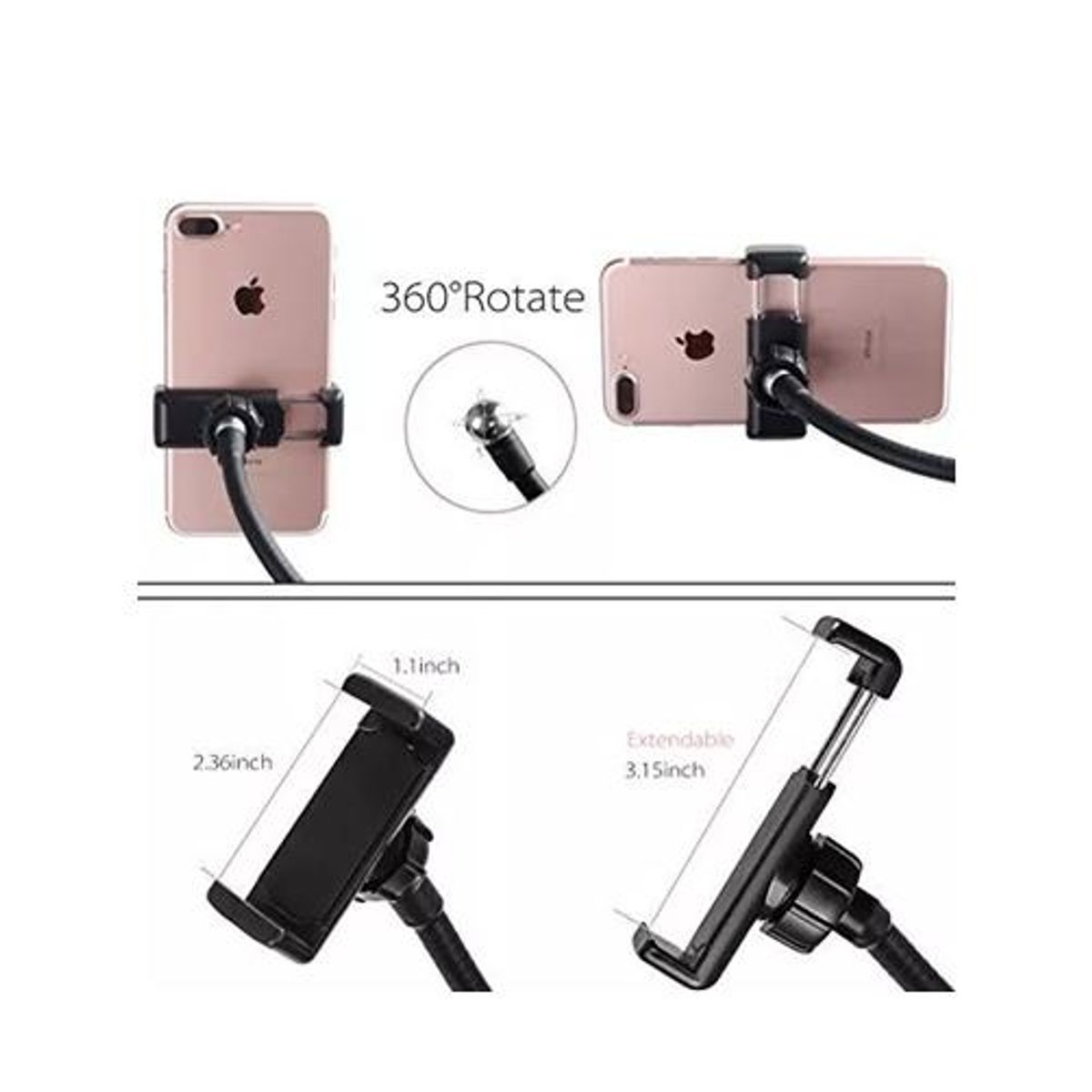 GENERICO - Aro luz LED flexible con soporte de celular para mesa