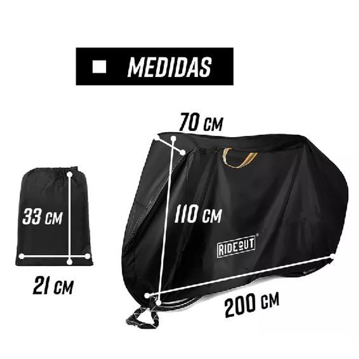 GENERICO - Funda cubre bicicleta moto 100% impermeable 110x200 cm negro
