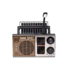 GENERICO - Radio vintage estilo antiguo panel solar + luz + aux + USB marrón
