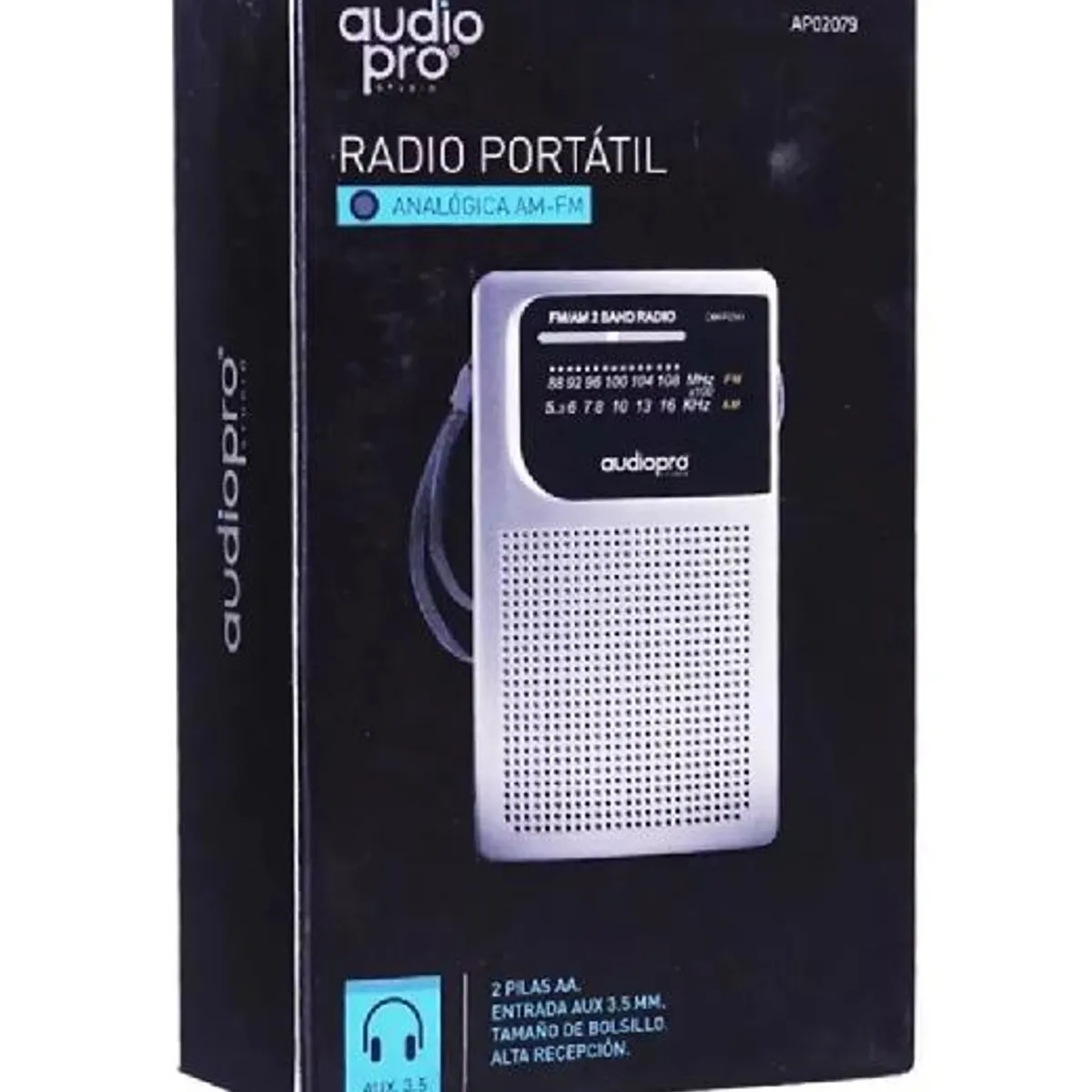 GENERICO - Radio FMAM portátil de bolsillo Audiopro AP02079 color gris