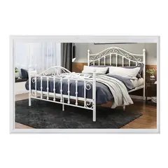 GENERICO - Cama Fierro Forjado Amadeus blanca 1 1/2 plazas, Base respaldo