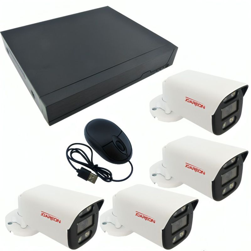OEM - KIT COMPLETO NVR POE Y 4 CAMARAS DE METAL  CABLE TRANSFORMADOR Y MOUSE