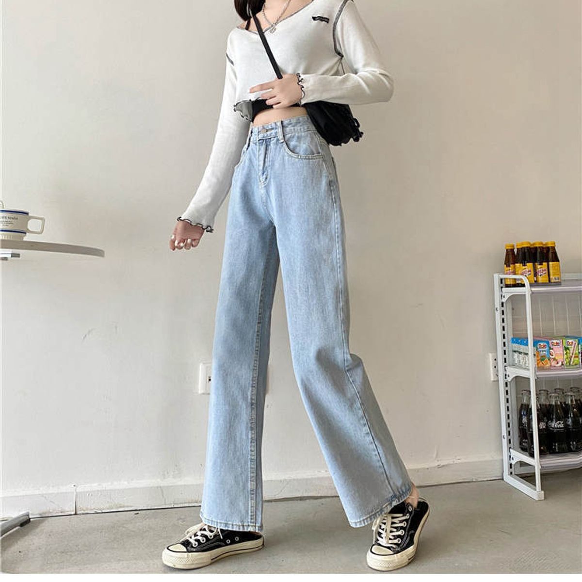 TIOZONEY - Jeans Culotte Medio Mujer