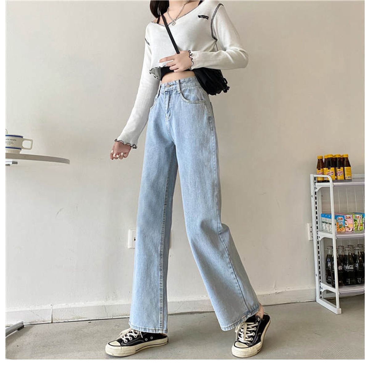 TIOZONEY - Jeans Culotte Medio Mujer