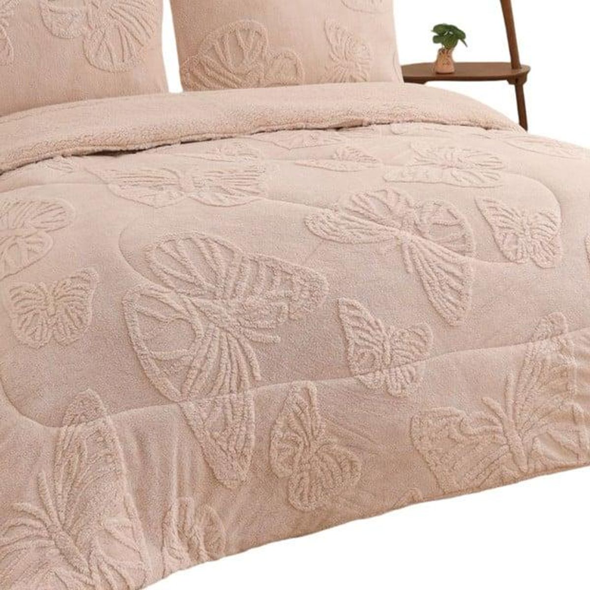 GENERICO - cubrecama con chiporro invierno 2 plazas beige