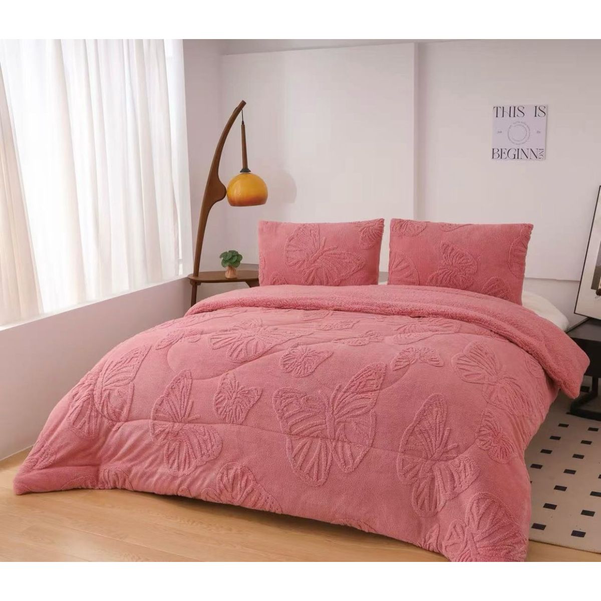 GENERICO - Cobertor Cubrecama de Invierno Plush con Chiporro 2 plazas Mariposa