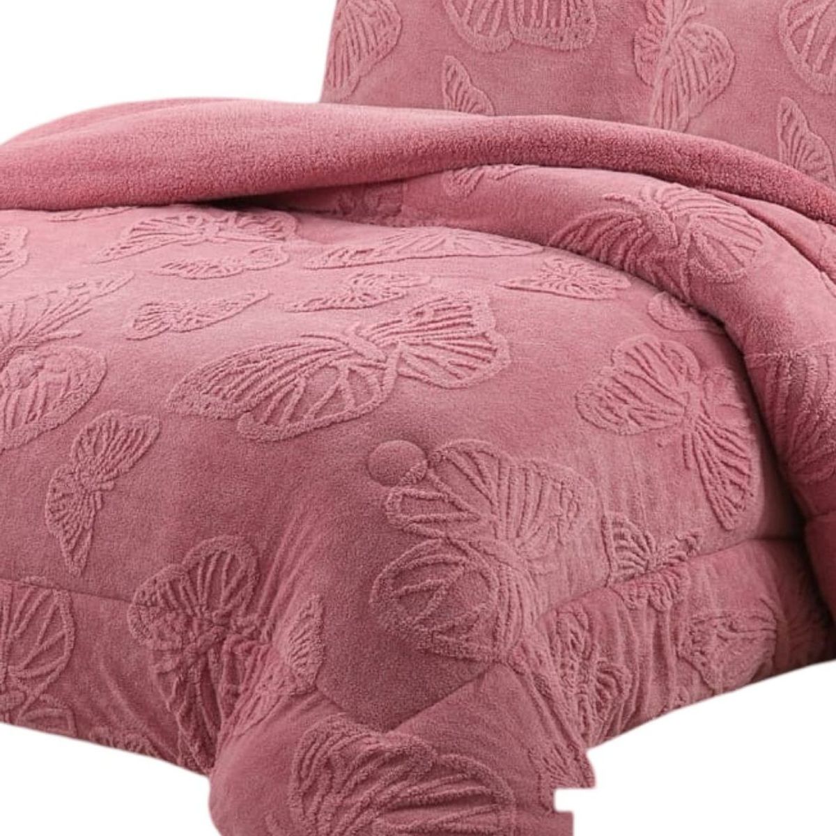 GENERICO - Cobertor Cubrecama de Invierno Plush con Chiporro 2 plazas Mariposa