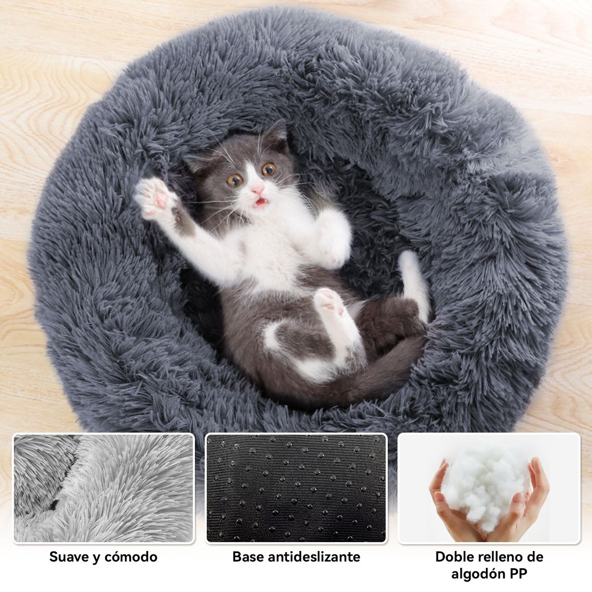 KOBA - Cama Termica Para Perros Antiestres Extragrande 90cm Marengo