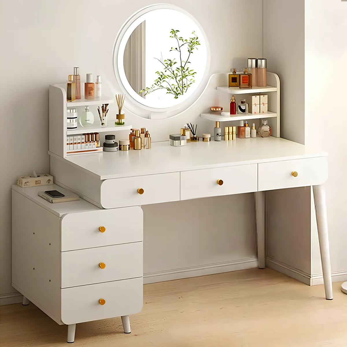 ROHE - Tocador Espejo Con Luz Ajustable (100-115) x 40 x 135CM Blanco