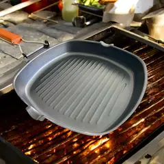 EN VARA'S MEATS & GRILL - Sarten plancha churrasquera grill bbq antiadherente y plegable 24cms