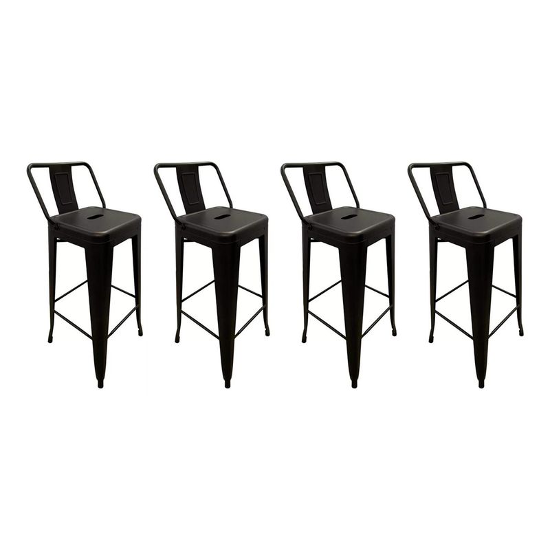 GLOBAL LATIN GROUP - Pack 4 Silla Alta de Metal para Barra Diseño Vintage y Resistente