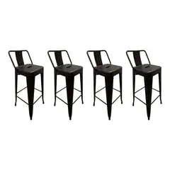 GLOBAL LATIN GROUP - Pack 4 Silla Alta de Metal para Barra Diseño Vintage y Resistente
