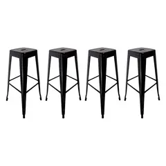 GLOBAL LATIN GROUP - Pack 4 Taburete Alto de Metal para Barra