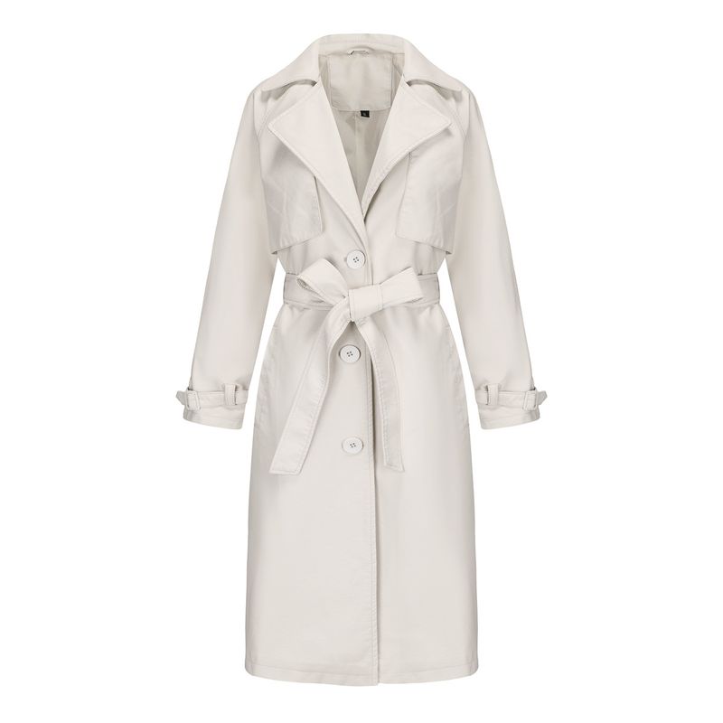 TIOZONEY - Chaqueta de piel con solapa- Blanco
