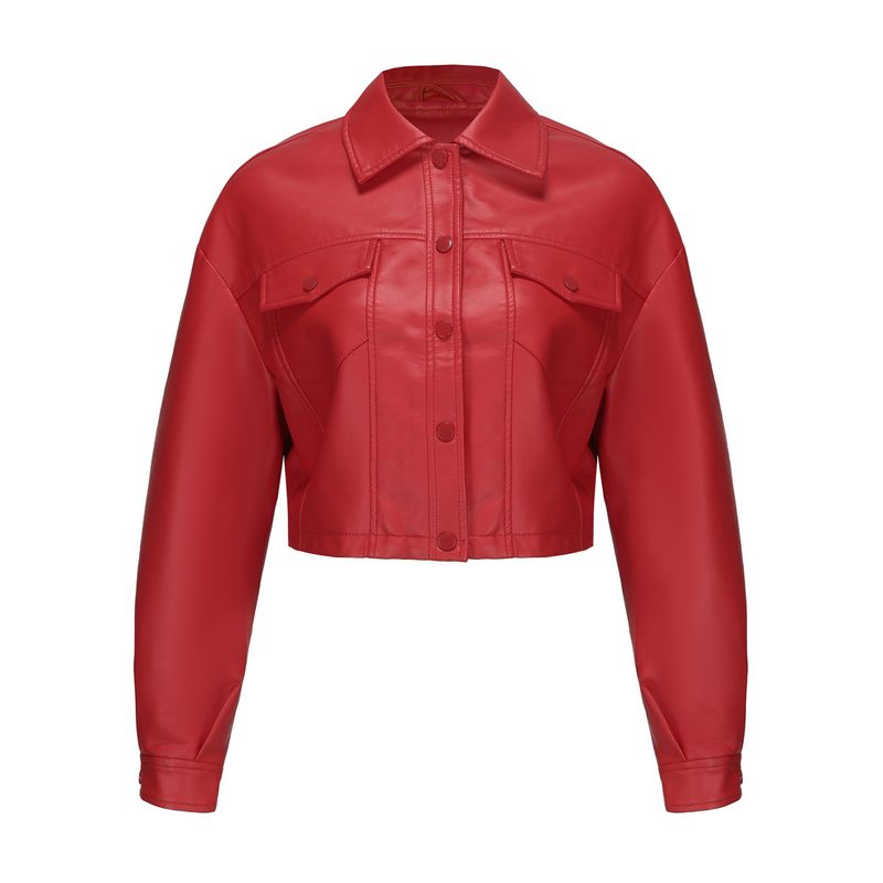 TIOZONEY - Chaqueta de PU holgada para mujer