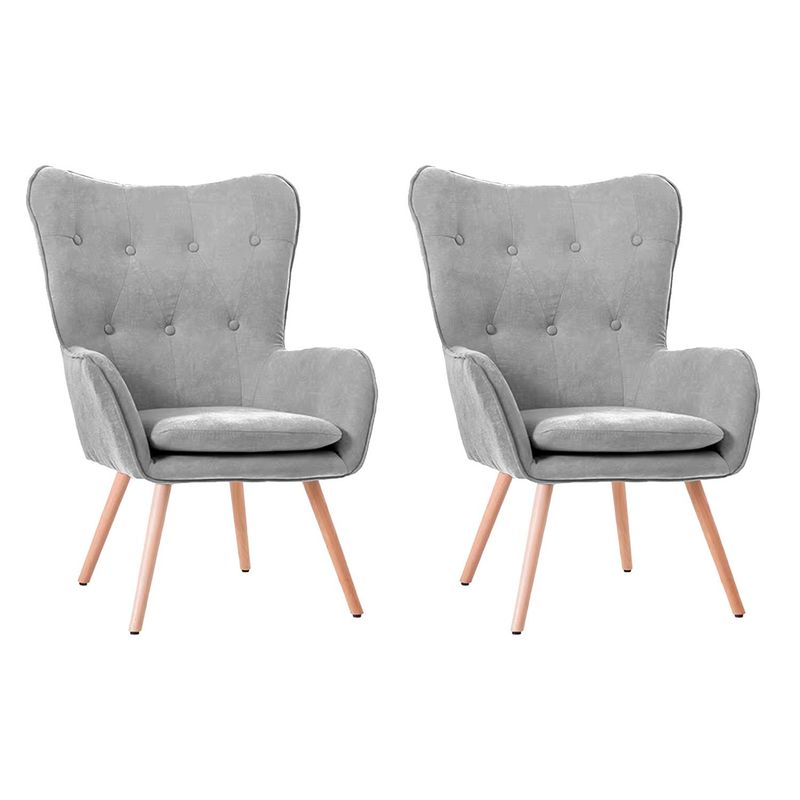 GLOBAL LATIN GROUP - Pack 2 Sillón Poltrona Decorativo con Diseño Nórdico - Gris