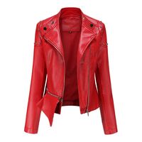 Chaqueta de PU para mujer - Rojo