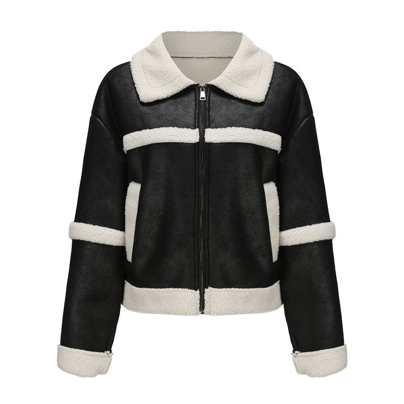 TIOZONEY - Chaqueta de PU acolchada de moda para mujer - Negro