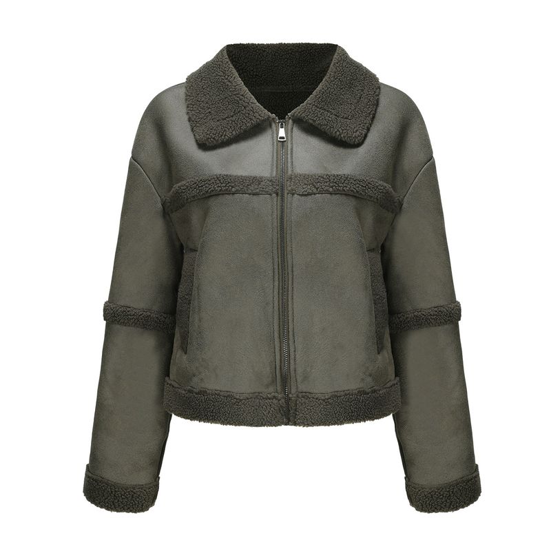 TIOZONEY - Chaqueta de PU acolchada de moda para mujer - Verde