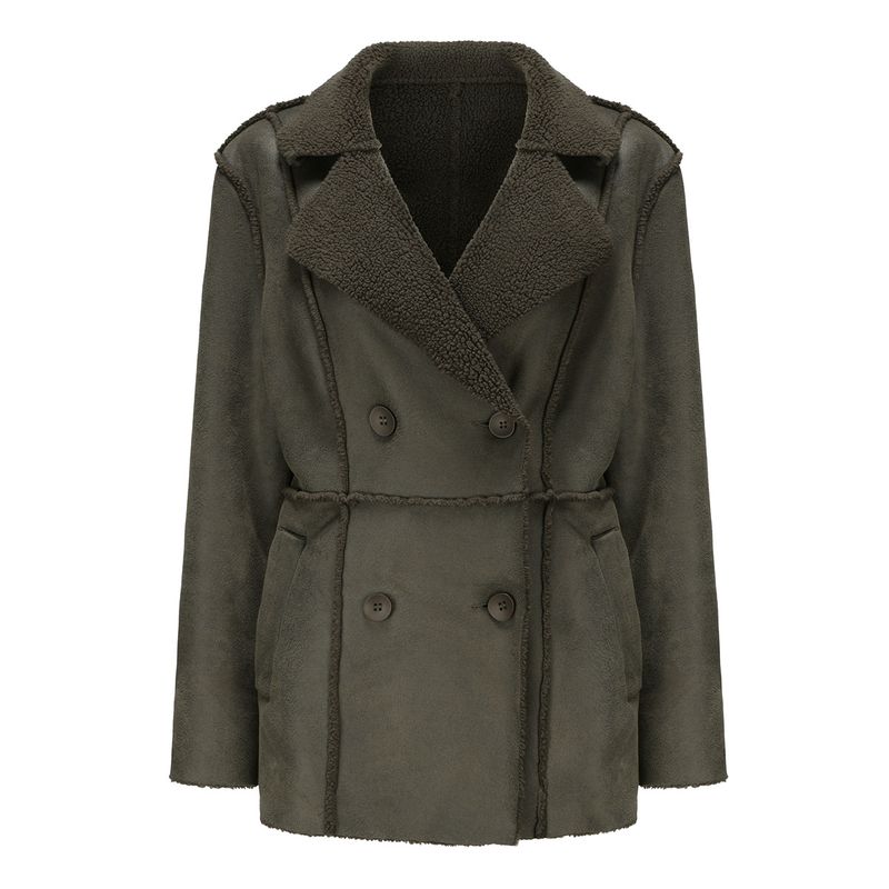 TIOZONEY - Abriigo de PU acolchada para mujer - Verde