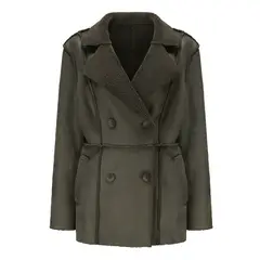 TIOZONEY - Abriigo de PU acolchada para mujer - Verde