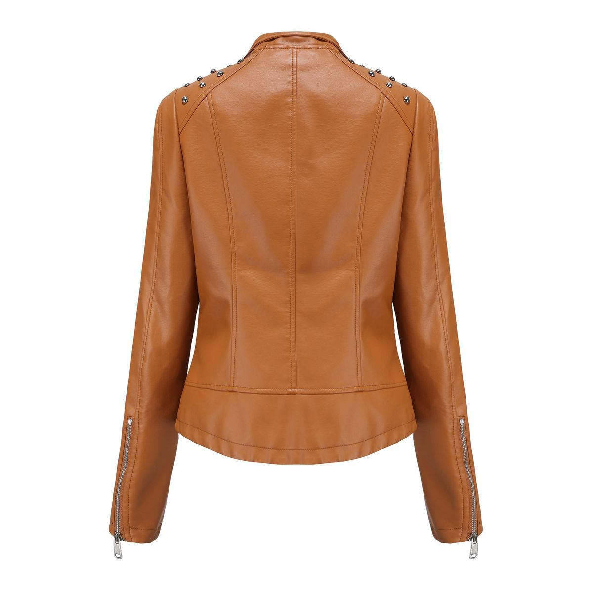 TIOZONEY - Chaqueta de PU para mujer Slim Thin - Café Claro