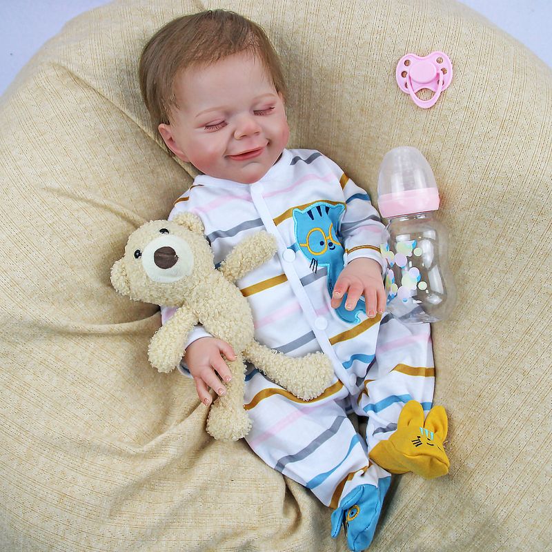 TIOZONEY - Muñeca bebe reborn vinilo de silicona juguetes para 46cm