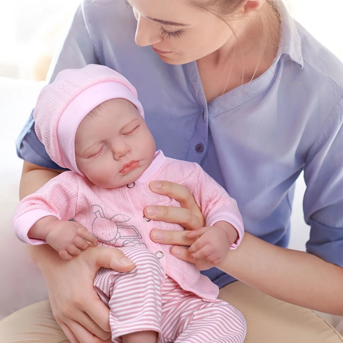 TIOZONEY - Muñeca bebe reborn vinilo de silicona juguetes para 46cm