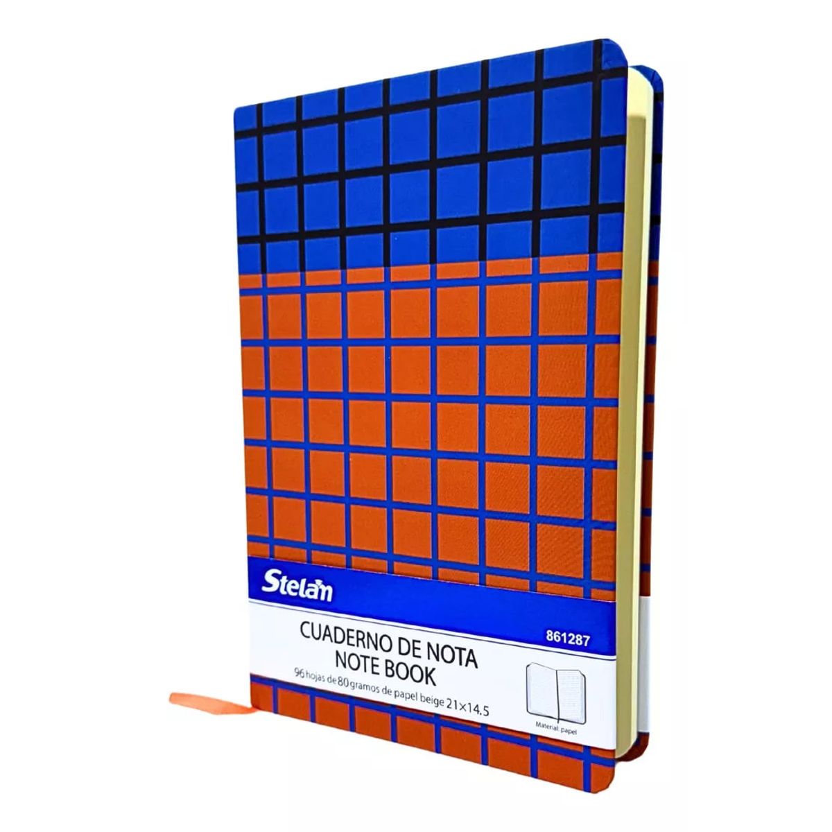 GENERICO - Libreta De Notas A5 Cosida Papel Beige 80 g Diseño Cuadros