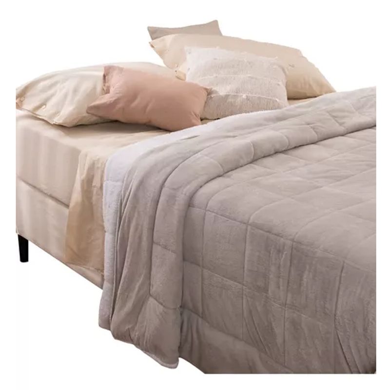 GENERICO - Cubrecama quilt chiporro sherpa king reversible color gris