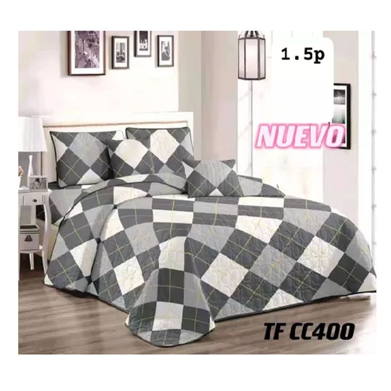 GENERICO - Cubrecama de verano 15 plazas + 1 funda cobertor color plomo mix