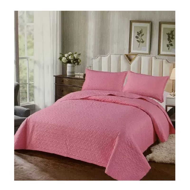 GENERICO - Cubrecama de verano 15 plazas + 1 funda cobertor color rosado