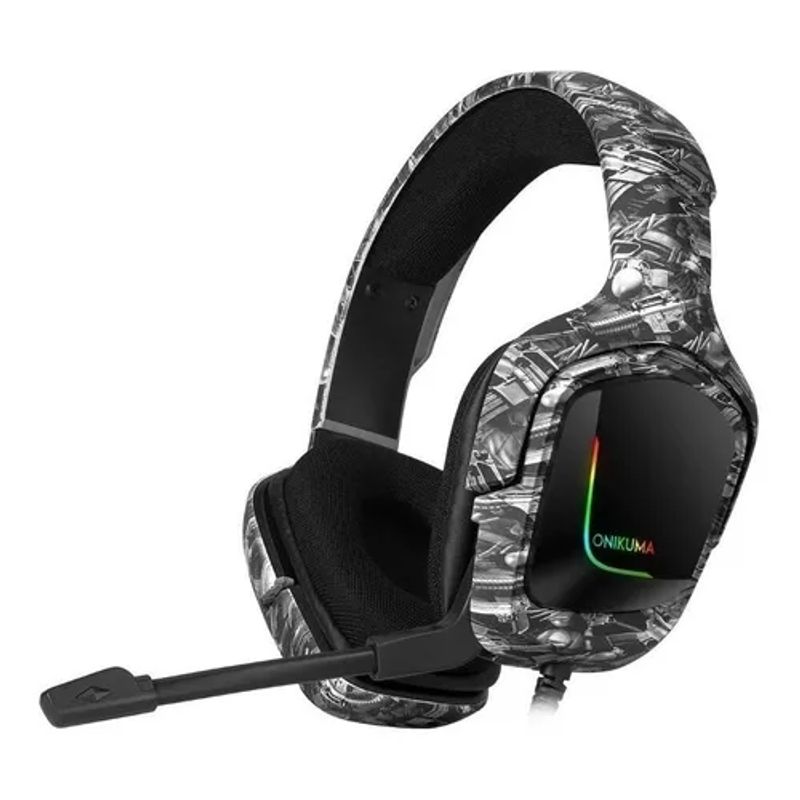 GENERICO - Auriculares gamer Onikuma K20 camuflaje blanco LED gris