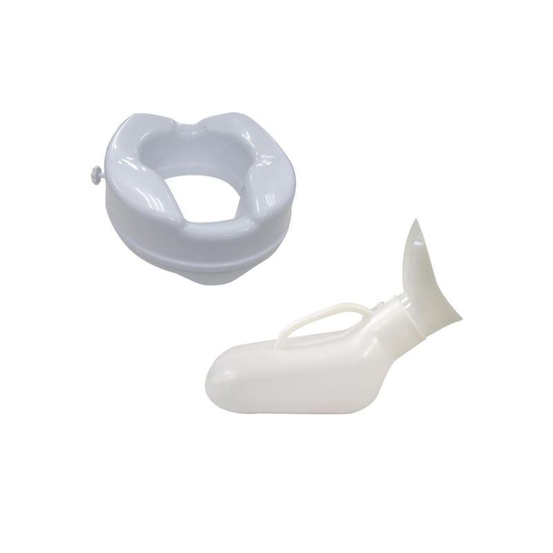 GLOMED - Pack Urinario Plástico Mixto Blanco + Alza Baño WC GLOMED