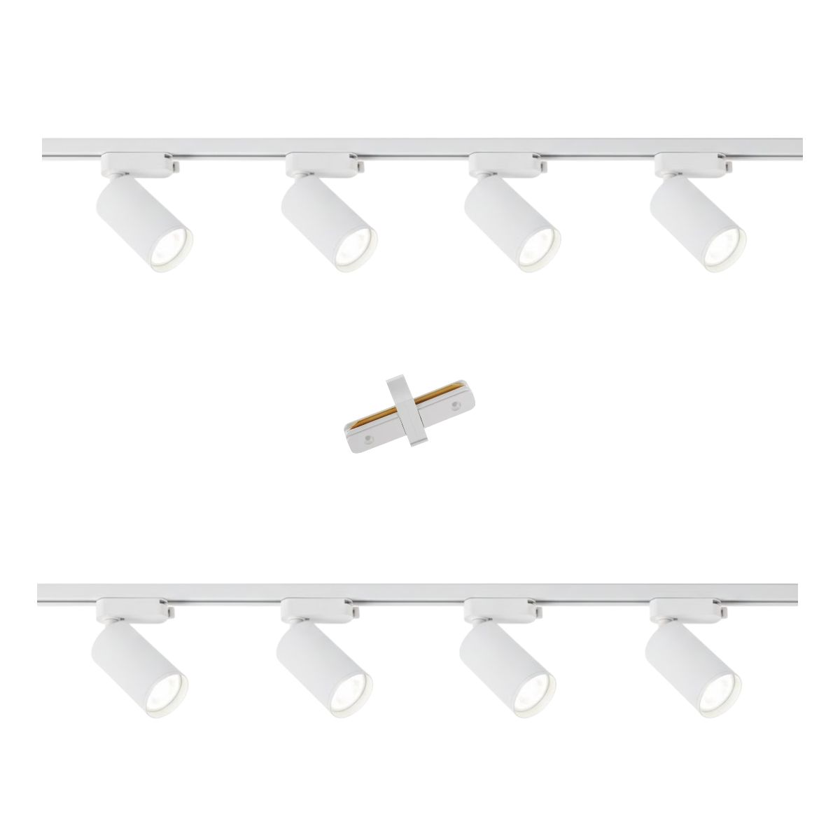 MEGABRIGHT - Lámpara 8 Focos Blancos Luz Neutra con 2 Riel de 1mt más Unión